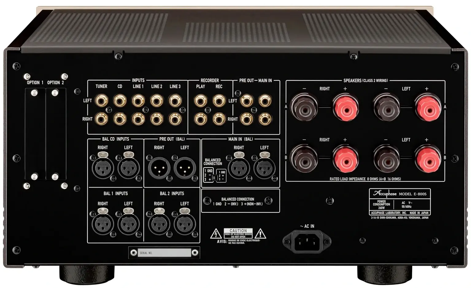Accuphase E-800S Parte trasera