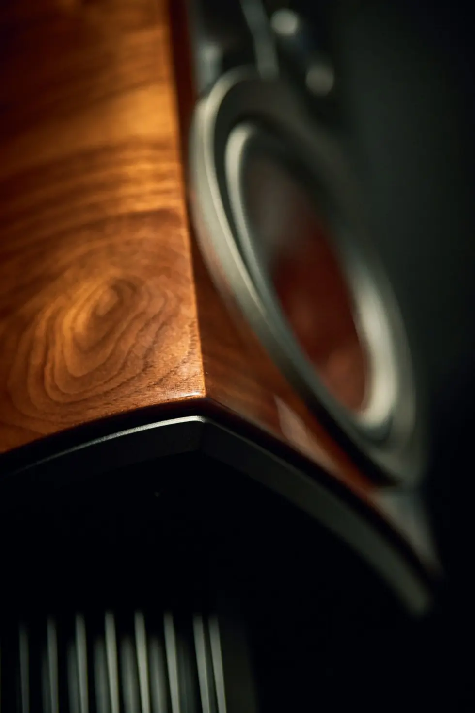Dali Epikore 3 Dali Epikore 3 vista lateral, mostrando la superficie de madera y detalles del altavoz.