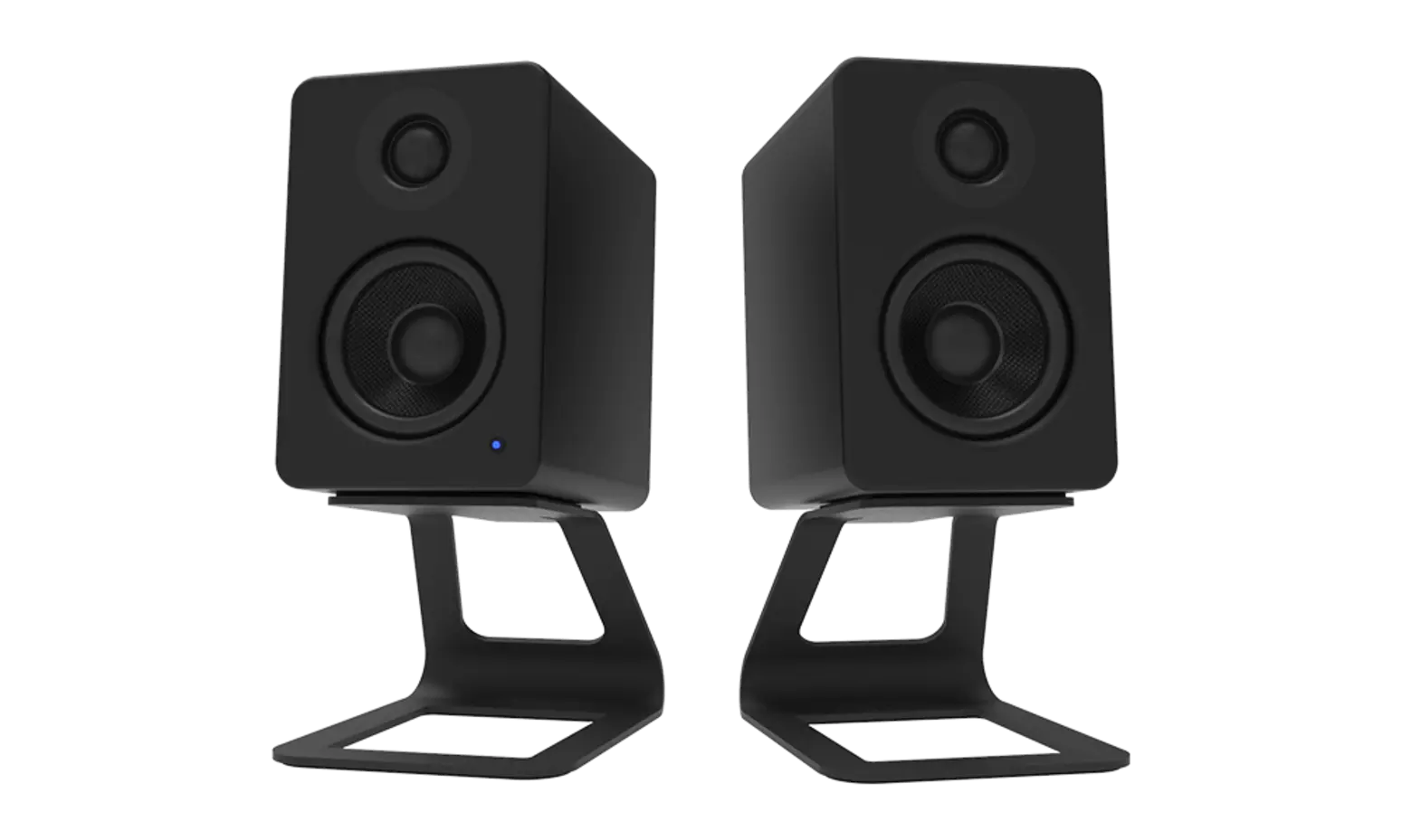 Kanto SE2 Kanto SE2 mostrado desde un ángulo frontal, destacando los altavoces principales en soportes elevados.
