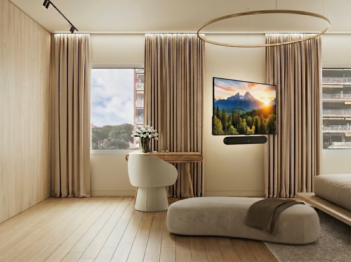 Tele desplegada con brazo mecánico